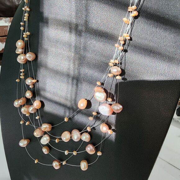 Pink Pearl Strand Necklace 9" - Picture 4 of 5